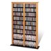 Prepac Double Width Barrister CD DVD Media Storage Tower in Oak and Black