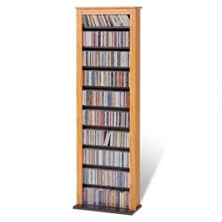 Prepac Slim Barrister CD DVD Media Storage Tower in Oak and Black