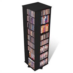 Prepac Large 4-Sided CD DVD Spinning Media Storage Tower in Black