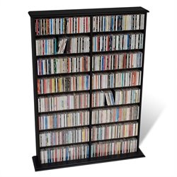 Prepac Double Width CD DVD Wall Media Storage Rack in Black