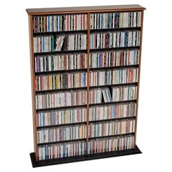Prepac Double Width CD DVD Wall Storage in Cherry and Black