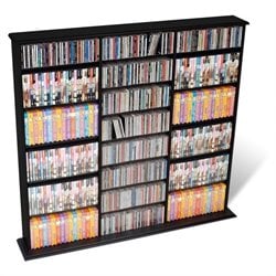 Prepac Triple Width CD DVD Wall Storage Media Tower in Black