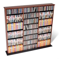 Prepac Triple Width CD DVD Wall Storage Meida Tower in Cherry and Black