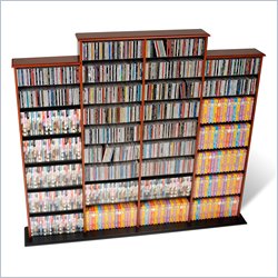 Prepac Quad Width CD DVD Media Storage Wall Unit in Cherry and Black Finish