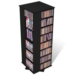 Prepac 4-Sided Spinning CD DVD Media Storage Tower in Black