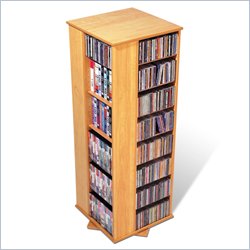 Prepac 4-Sided CD DVD Spinning Media Storage Tower in Maple