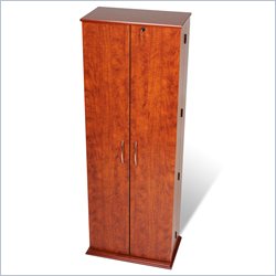 Prepac Grande Locking CD DVD Media Storage Cabinet in Cherry and Black