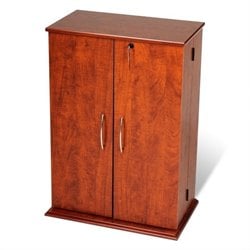 Prepac Locking CD DVD Media Storage Cabinet in Cherry and Black