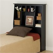 Prepac Slant-Back Tall Twin Bookcase Headboard in Black Finish
