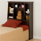 Prepac Slant-Back Tall Twin Bookcase Headboard in Espresso