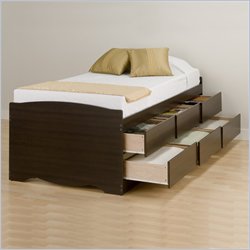 Prepac Manhattan Tall Twin Wood Platform Storage Bed 4 Piece Bedroom Set