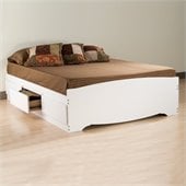 Prepac Monterey Full Platform Storage Bed 6 Piece Bedroom Set in White