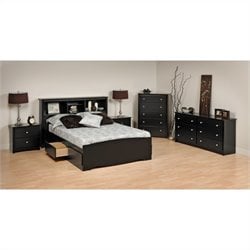 Prepac Sonoma Black King Wood Platform Storage Bed 6 Piece Bedroom Set
