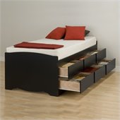 Prepac Sonoma Twin Platform Storage Bed 6 Piece Bedroom Set in Black