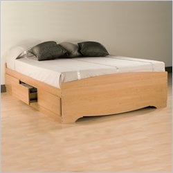 Prepac Sonoma Maple Queen Wood Platform Storage Bed 4 Piece Bedroom Set