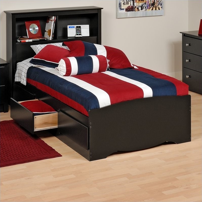 Prepac Sonoma Black Twin Platform Storage Bed with Drawers