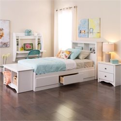 Prepac Monterey White Twin Platform Storage Bed