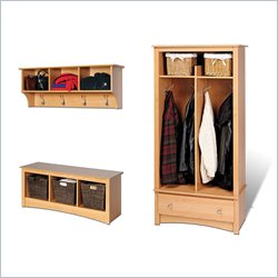 Prepac Maple Sonoma Entryway Package with Hall Tree , Bench and Coat Rack