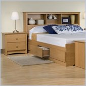 Prepac Sonoma Maple Double Platform Captain Storage Bed Set