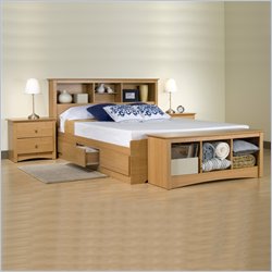 Prepac Sonoma Maple Queen Wood Platform Storage Bed 2 Piece Bedroom Set