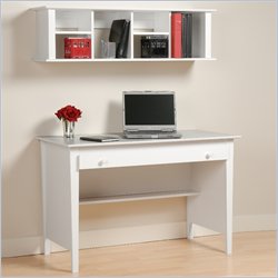 Prepac Contemporary Wood Desk with Hutch in White