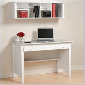 Prepac Contemporary Wood Desk with Hutch in White