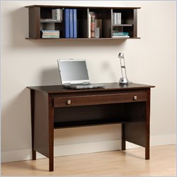 Prepac Contemporary Wood Desk and with Hutch in Espresso