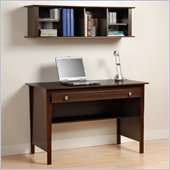Prepac Contemporary Wood Desk and with Hutch in Espresso