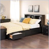 Prepac Black Sonoma Double / Full Bookcase Platform Storage Bed