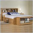 ADD TO YOUR SET: Prepac Maple Sonoma Queen Bookcase Platform Storage Bed