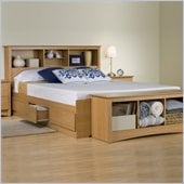 Prepac Maple Sonoma Queen Bookcase Platform Storage Bed