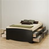 Prepac Black Sonoma Tall Queen Bookcase Platform Storage Bed
