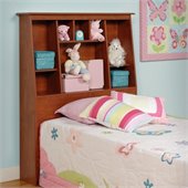 Prepac Slant-Back Tall Twin Bookcase Headboard in Cherry