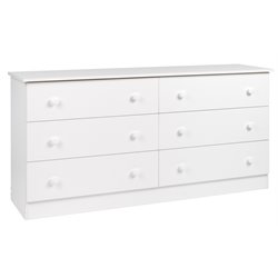 Prepac White Six Drawer Double Dresser in White