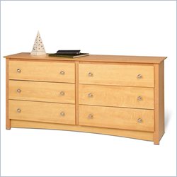 Prepac Sonoma Maple 6 Drawer Double Dresser in Maple