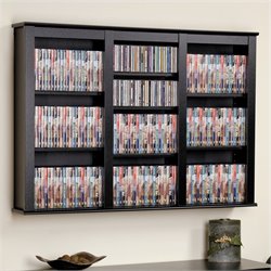 Prepac Triple Floating Media Wall Storage in Black