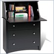 ADD TO YOUR SET: Prepac Sonoma Drop-Front Wood Secretary Desk in Black