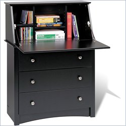 Prepac Sonoma Drop-Front Wood Secretary Desk in Black