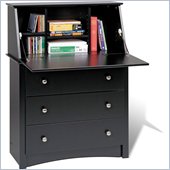 Prepac Sonoma Drop-Front Wood Secretary Desk in Black