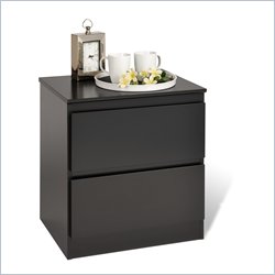 Prepac Avanti Two Drawer Nightstand in Black