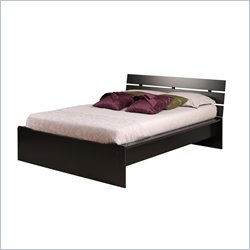 Prepac Avanti Double Platform Bed with Slat Headboard in Black