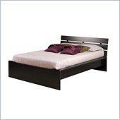 Prepac Avanti Double Platform Bed with Slat Headboard in Black
