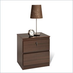 Prepac Avanti Two Drawer Locking Nightstand in Espresso
