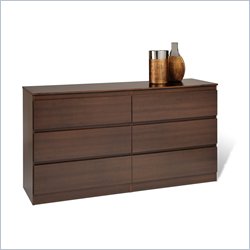 Prepac Avanti 6 Drawer Dresser in Espresso