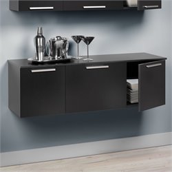 Prepac Coal Harbor Wall Mounted Buffet in Black