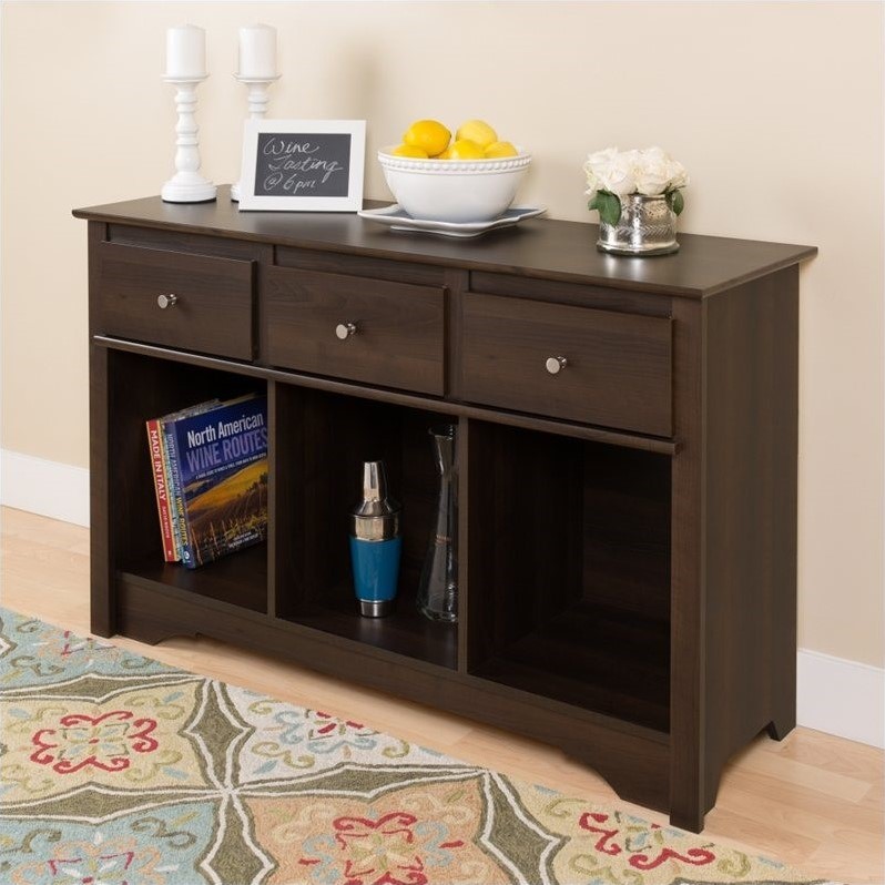 Prepac 3 Drawer Console Table Espresso Finish