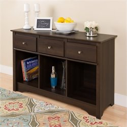 Prepac 3 Drawer Console Table in Espresso Finish
