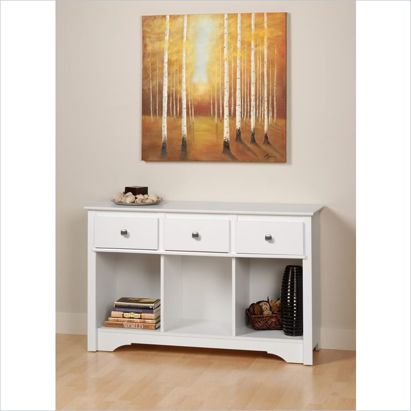 Prepac 3 Drawer Console Table in White Finish