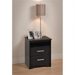 Prepac Coal Harbor Tall 2 Drawer Nightstand in Black Finish