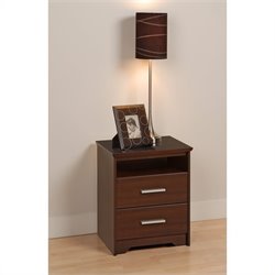 Prepac Coal Harbor Tall 2 Drawer Nightstand in Espresso Finish